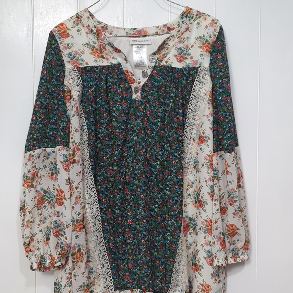 🌟NWT Bonnie Jean Girl Floral and Lace Dress - Picture 2 of 8